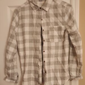 Aeropostale Gray and White Checkered Blouse